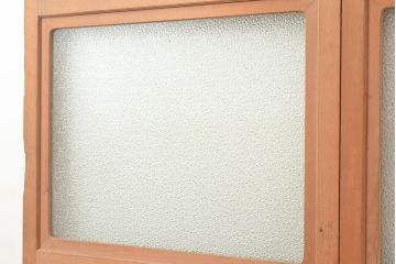 和製アンティーク　高級品　存在感のある木目が魅力!杉材一枚板を贅沢に使用した、ダイヤガラス入りの引き戸4枚セット(建具)(R-048396)