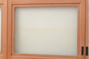 和製アンティーク　高級品　存在感のある木目が魅力!杉材一枚板を贅沢に使用した、ダイヤガラス入りの引き戸4枚セット(建具)(R-048396)