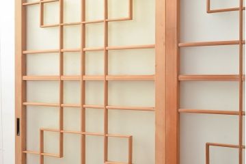 アンティーク建具　組子デザインが美しいガラス戸4枚セット(引き戸、建具)(R-048397)