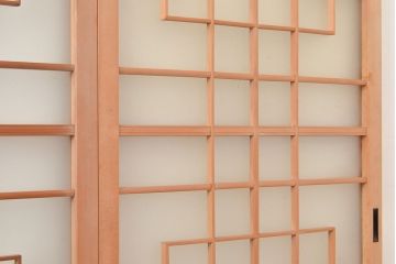 アンティーク建具　組子デザインが美しいガラス戸4枚セット(引き戸、建具)(R-048397)