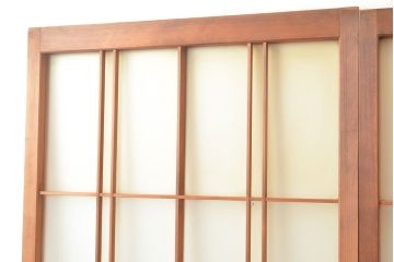 ヴィンテージ建具　昭和中期　珍しい桟のデザインが目を引くガラス戸4枚セット　(R-048398)