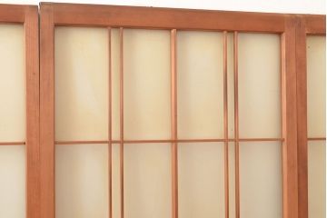 ヴィンテージ建具　昭和中期　珍しい桟のデザインが目を引くガラス戸4枚セット　(R-048398)