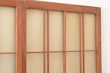 ヴィンテージ建具　昭和中期　珍しい桟のデザインが目を引くガラス戸4枚セット　(R-048398)