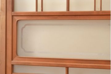 ヴィンテージ建具　昭和中期　珍しい桟のデザインが目を引くガラス戸4枚セット　(R-048398)