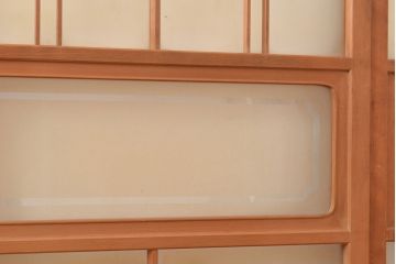 ヴィンテージ建具　昭和中期　珍しい桟のデザインが目を引くガラス戸4枚セット　(R-048398)