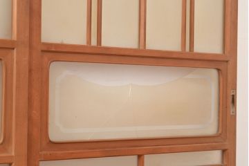 ヴィンテージ建具　昭和中期　珍しい桟のデザインが目を引くガラス戸4枚セット　(R-048398)