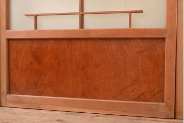 ヴィンテージ建具　昭和中期　珍しい桟のデザインが目を引くガラス戸4枚セット　(R-048398)