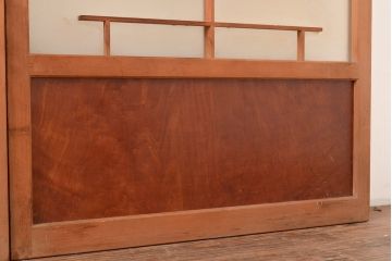 ヴィンテージ建具　昭和中期　珍しい桟のデザインが目を引くガラス戸4枚セット　(R-048398)