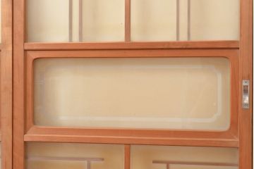 ヴィンテージ建具　昭和中期　珍しい桟のデザインが目を引くガラス戸4枚セット　(R-048398)