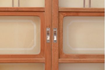 ヴィンテージ建具　昭和中期　珍しい桟のデザインが目を引くガラス戸4枚セット　(R-048398)