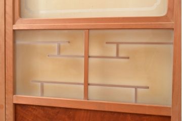 ヴィンテージ建具　昭和中期　珍しい桟のデザインが目を引くガラス戸4枚セット　(R-048398)