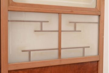 ヴィンテージ建具　昭和中期　珍しい桟のデザインが目を引くガラス戸4枚セット　(R-048398)