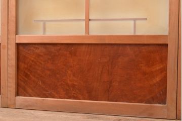 ヴィンテージ建具　昭和中期　珍しい桟のデザインが目を引くガラス戸4枚セット　(R-048398)