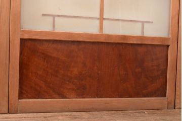 ヴィンテージ建具　昭和中期　珍しい桟のデザインが目を引くガラス戸4枚セット　(R-048398)