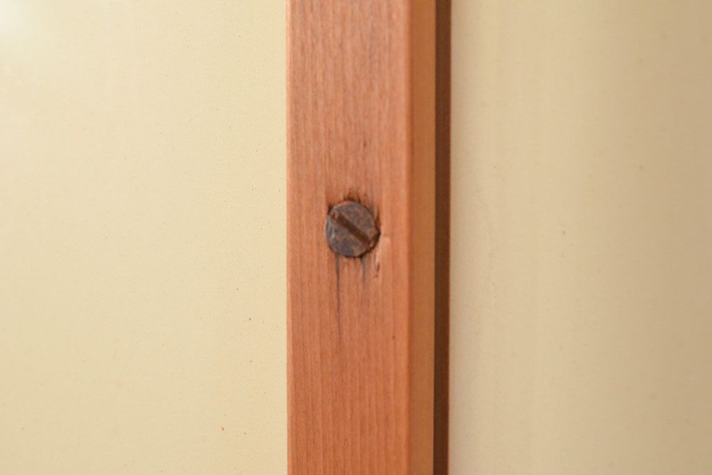 ヴィンテージ建具　昭和中期　珍しい桟のデザインが目を引くガラス戸4枚セット　(R-048398)