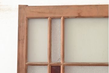 アンティーク建具　大正ロマン　当時物色ガラス・ダイヤガラス・すりガラス　空間のお洒落なアクセントにおすすめ!!レトロな引き戸1枚(ガラス戸、建具)(R-048399)