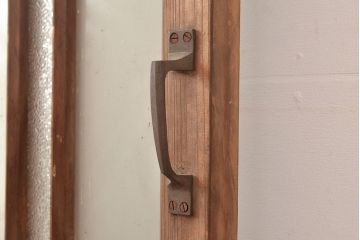 アンティーク建具　大正ロマン　当時物色ガラス・ダイヤガラス・すりガラス　空間のお洒落なアクセントにおすすめ!!レトロな引き戸1枚(ガラス戸、建具)(R-048399)