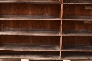 アンティーク家具　和製アンティーク　薄型サイズが珍しい収納棚(本棚、ブックシェルフ)(R-048405)
