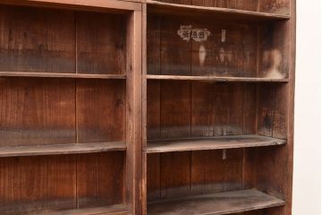 アンティーク家具　和製アンティーク　薄型サイズが珍しい収納棚(本棚、ブックシェルフ)(R-048405)