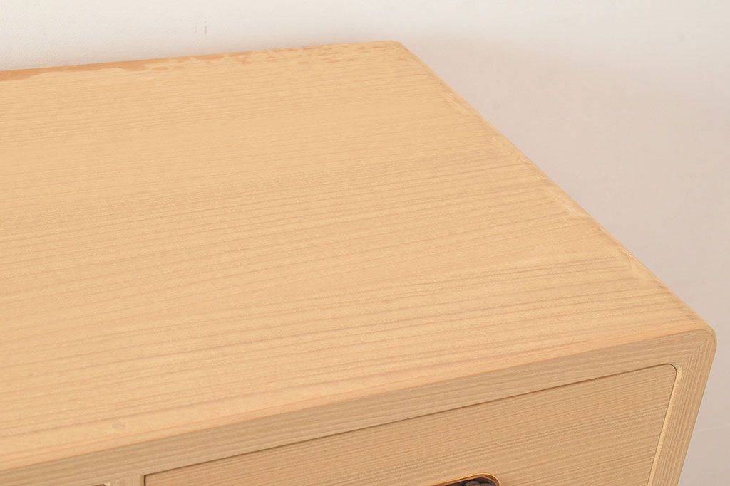 中古　伝統工芸品　伝統工芸士・横山松雄作　明るい木肌が温もりを感じさせる加茂総桐箪笥(総桐たんす、引き出し、チェスト、衣装タンス)(R-048411)