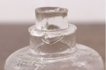 大正〜昭和初期　古いガラスの豆ランプ(オイルランプ、火屋、油壷)(R-048421)