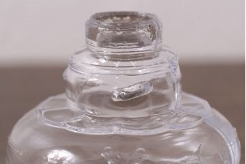 昭和初期　古いガラスの豆ランプ(オイルランプ、火屋、油壷)(R-048422)