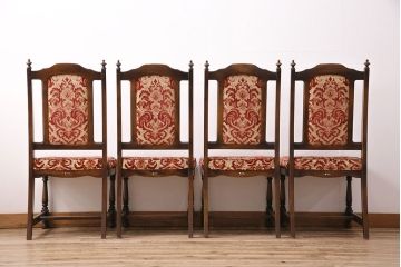 和製ビンテージ　カリモク家具(karimoku)　エレガントなデザインが格調高い雰囲気を醸し出すチェア4脚セット(ダイニングチェア、椅子)(R-048428)