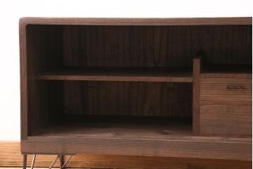 和製アンティーク　当店オリジナル模様のガラス入り!和の趣溢れる総桐材製の箪笥ローボード(戸棚、テレビ台、テレビボード、時代箪笥)(R-048430)