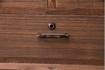 和製アンティーク　当店オリジナル模様のガラス入り!和の趣溢れる総桐材製の箪笥ローボード(戸棚、テレビ台、テレビボード、時代箪笥)(R-048430)