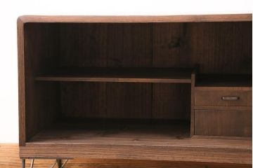 和製アンティーク 和の趣あふれる、オリジナル組子入りガラスの箪笥ローボード(戸棚、テレビ台、テレビボード、時代箪笥)(R-048431)