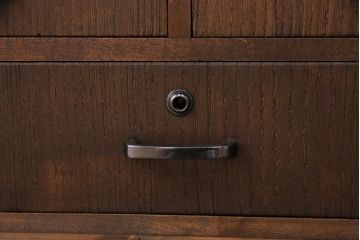 和製アンティーク 和の趣あふれる、オリジナル組子入りガラスの箪笥ローボード(戸棚、テレビ台、テレビボード、時代箪笥)(R-048431)