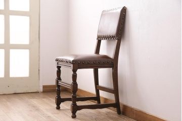 イギリスビンテージ　堂々とした風格を感じるオーク材製のチェア(椅子、ダイニングチェア)(R-048435)