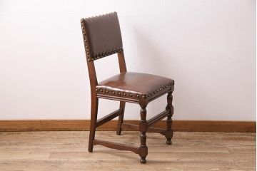 イギリスビンテージ　堂々とした風格を感じるオーク材製のチェア(椅子、ダイニングチェア)(R-048437)