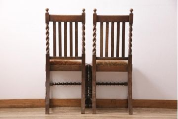 イギリスアンティーク　オーク材製のチェア2脚セット(ダイニングチェア、椅子)(R-048440)