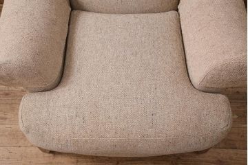 中古　HENREDON(ヘンレドン)　丸みを帯びたデザインが可愛らしい一人掛けソファ(シングル、アームチェア、1Pソファ)(R-048444)