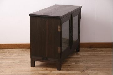 和製アンティーク　桐タンスリメイク!!　結霜ガラスと金具が上品な趣を醸し出すテレビ台(ローボード、収納棚、テレビボード)(R-048445)