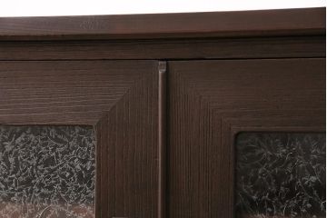 和製アンティーク　桐タンスリメイク!!　結霜ガラスと金具が上品な趣を醸し出すテレビ台(ローボード、収納棚、テレビボード)(R-048445)