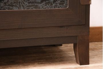 和製アンティーク　桐タンスリメイク!!　結霜ガラスと金具が上品な趣を醸し出すテレビ台(ローボード、収納棚、テレビボード)(R-048445)