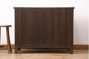 和製アンティーク　桐タンスリメイク!!　結霜ガラスと金具が上品な趣を醸し出すテレビ台(ローボード、収納棚、テレビボード)(R-048445)