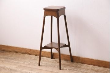和製アンティーク　優しい木の温もりあふれるナラ材製の花台(飾り台)(R-048448)