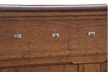 イギリスアンティーク　品のある佇まいが素敵な、両面使いが出来るカウンターテーブル(デスク、在宅ワーク、在宅用レジ台、作業台、収納棚)(R-048452)