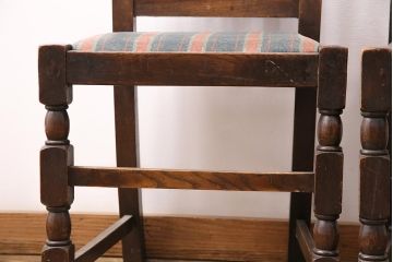 イギリスアンティーク　オーク材製チェア2脚セット(ダイニングチェア、椅子)(R-048453)