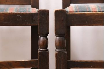 イギリスアンティーク　オーク材製チェア2脚セット(ダイニングチェア、椅子)(R-048453)