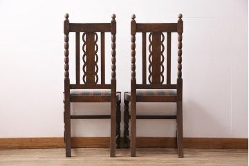 イギリスアンティーク　オーク材製チェア2脚セット(ダイニングチェア、椅子)(R-048453)