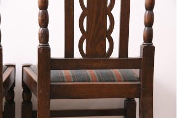 イギリスアンティーク　オーク材製チェア2脚セット(ダイニングチェア、椅子)(R-048453)