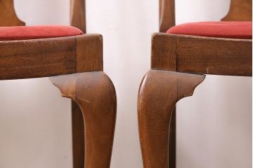 イギリスアンティーク　ウォールナット材　美しいバーズアイの杢目が楽しめるチェア2脚セット(ダイニングチェア、椅子)(R-048454)