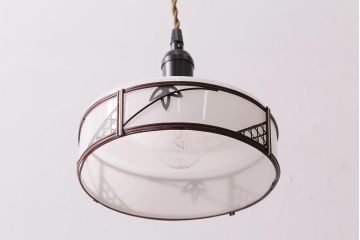 アンティーク照明　セルロイド装飾が和の風情を高める天井照明(ペンダントライト、吊り下げ照明)(R-048457)