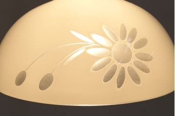 アンティーク照明　昭和レトロ　華やぐ空間を演出してくれる切子電笠照明(天井照明、吊り下げ照明、ペンダントライト)(R-048462)