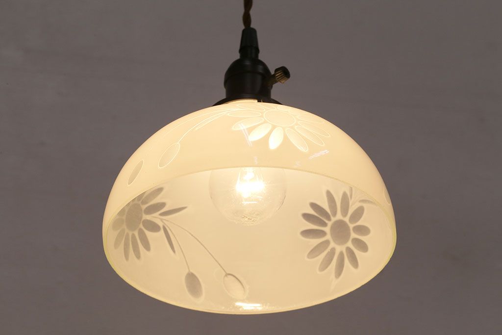 照明器具　アンティーク電笠 骨董品 照明器具 電傘 電笠 昭和レトロ竹製 Φ約25cm ランプ