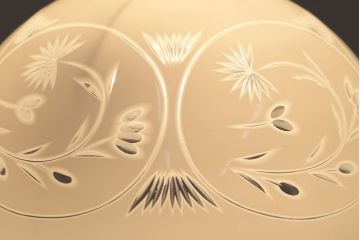 アンティーク照明　端正な美しさが際立つ爽やかな切子ガラス電笠照明　レプリカ(被せガラス、天井照明、吊り下げ照明、ペンダントライト)(R-048465)